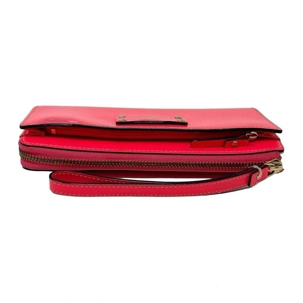 Kate Spade Leather Wristlet Wallet Layton Wellesley WLRU1779 Bright Hot Pink - Picture 6 of 13